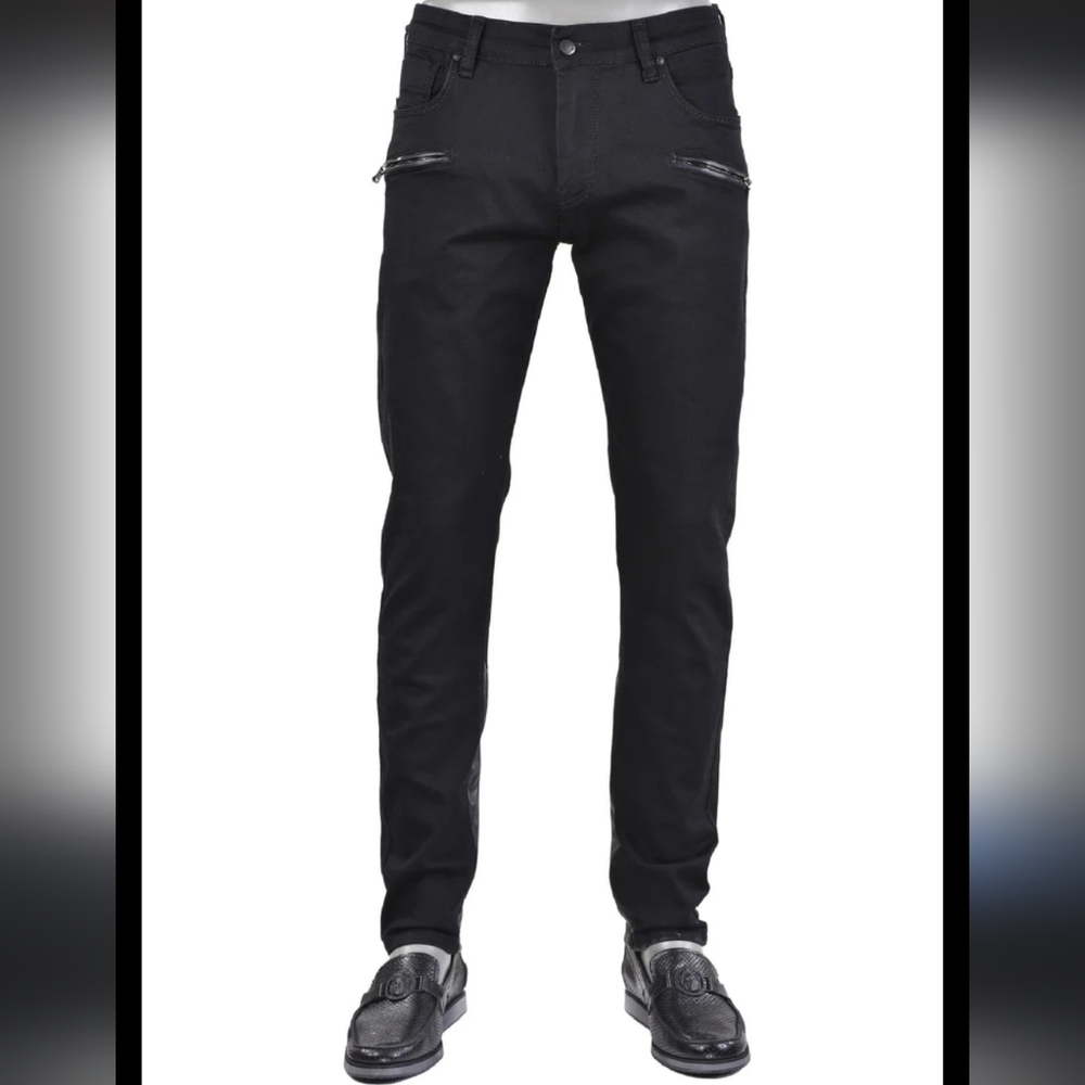 Guess Mens Black "Two Zippered Pocket" Jeans